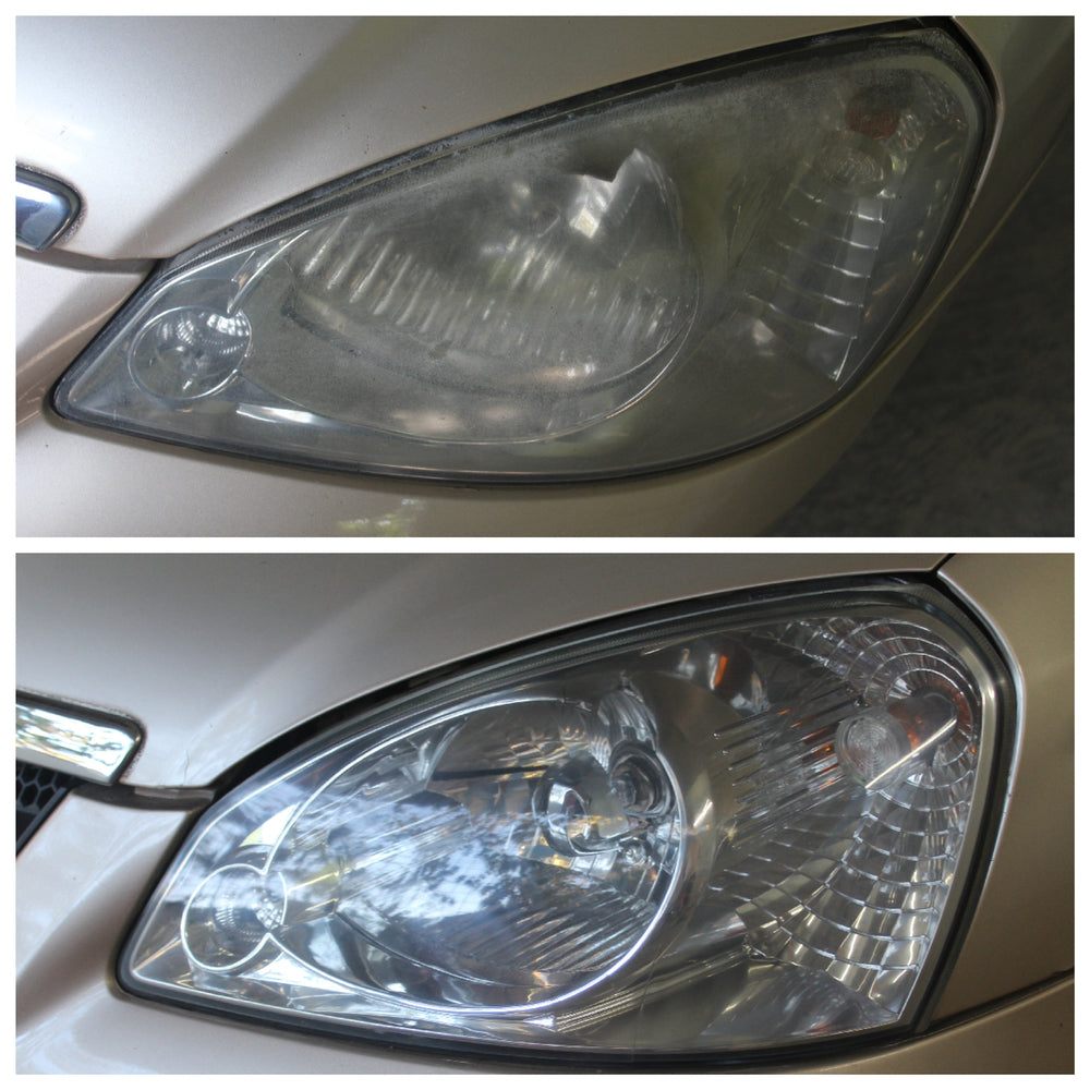 Toyota koplampen voor en na polijsten