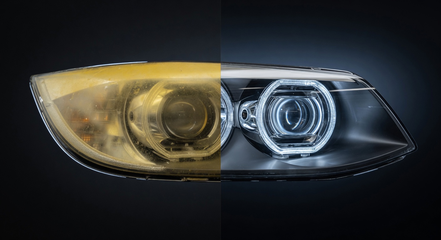 Koplampen polijsten voor en na 22