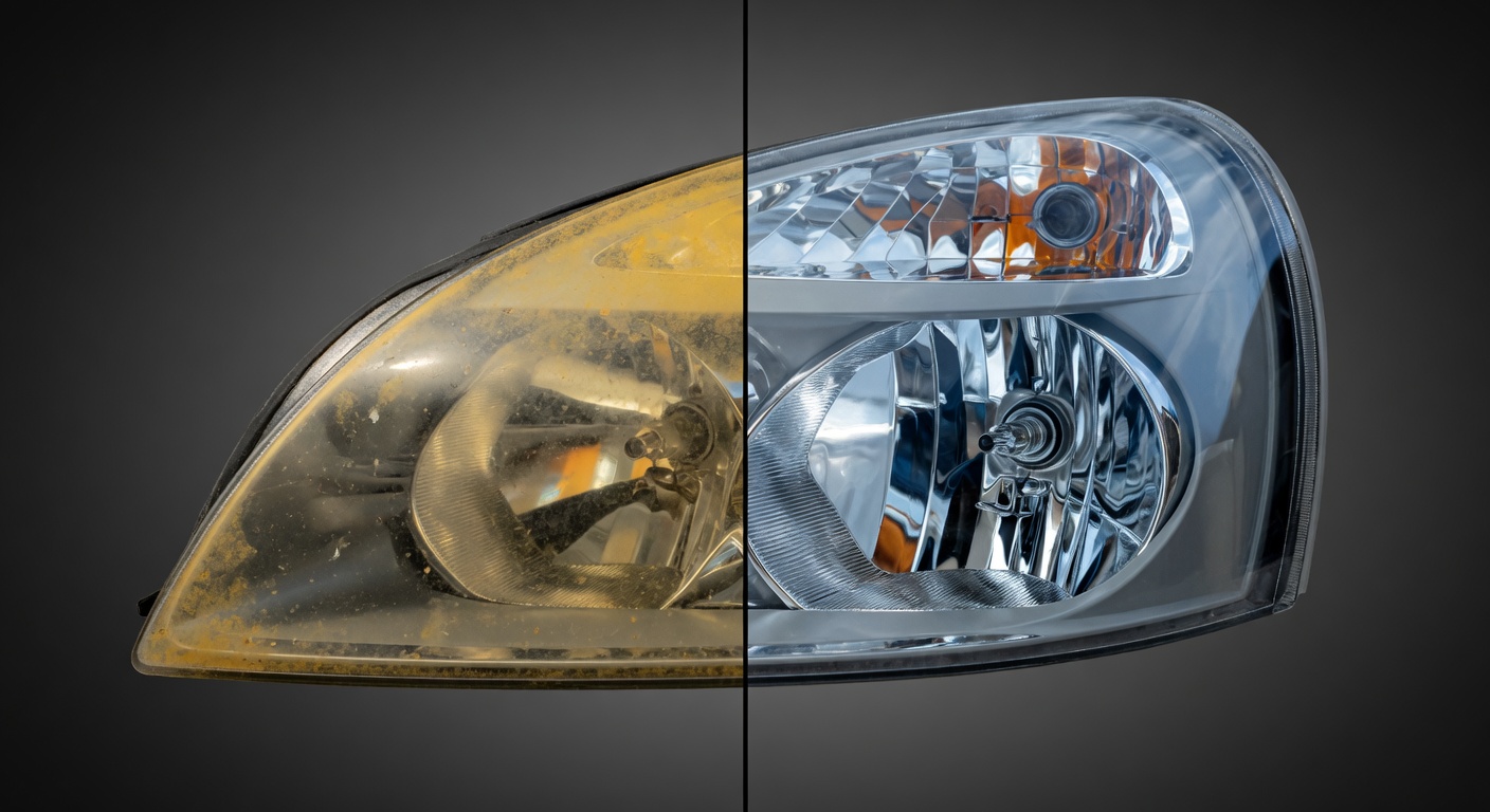 Koplampen polijsten voor en na 28